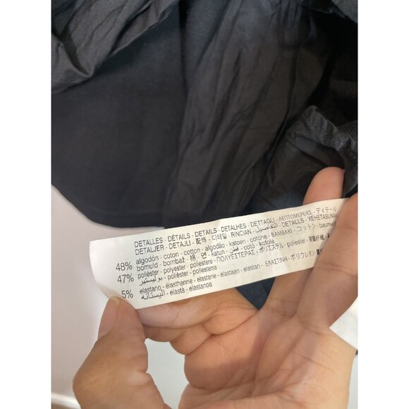 Zara Black Long Sleeve Knot Front Top Women's Size L Crew Neck Minimalist - Picture 2 of 7